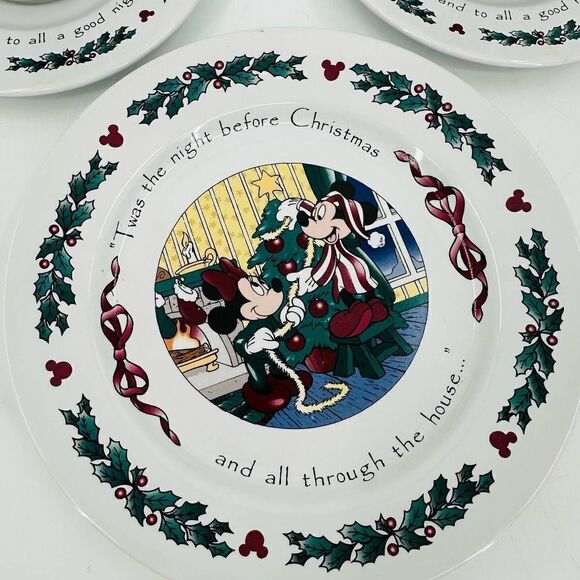 DISNEY Mickey Mouse Twas' the Night Before Christmas Cup & Saucer Cookie Plate - Picture 4 of 10